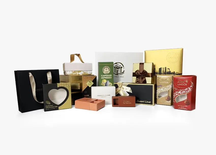 Custom chocolate packaging boxes and gift bags for premium chocolate brands