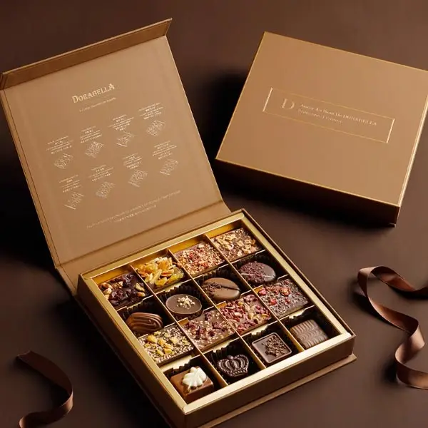 Luxury chocolate magnet box with compartment insert for assorted chocolates